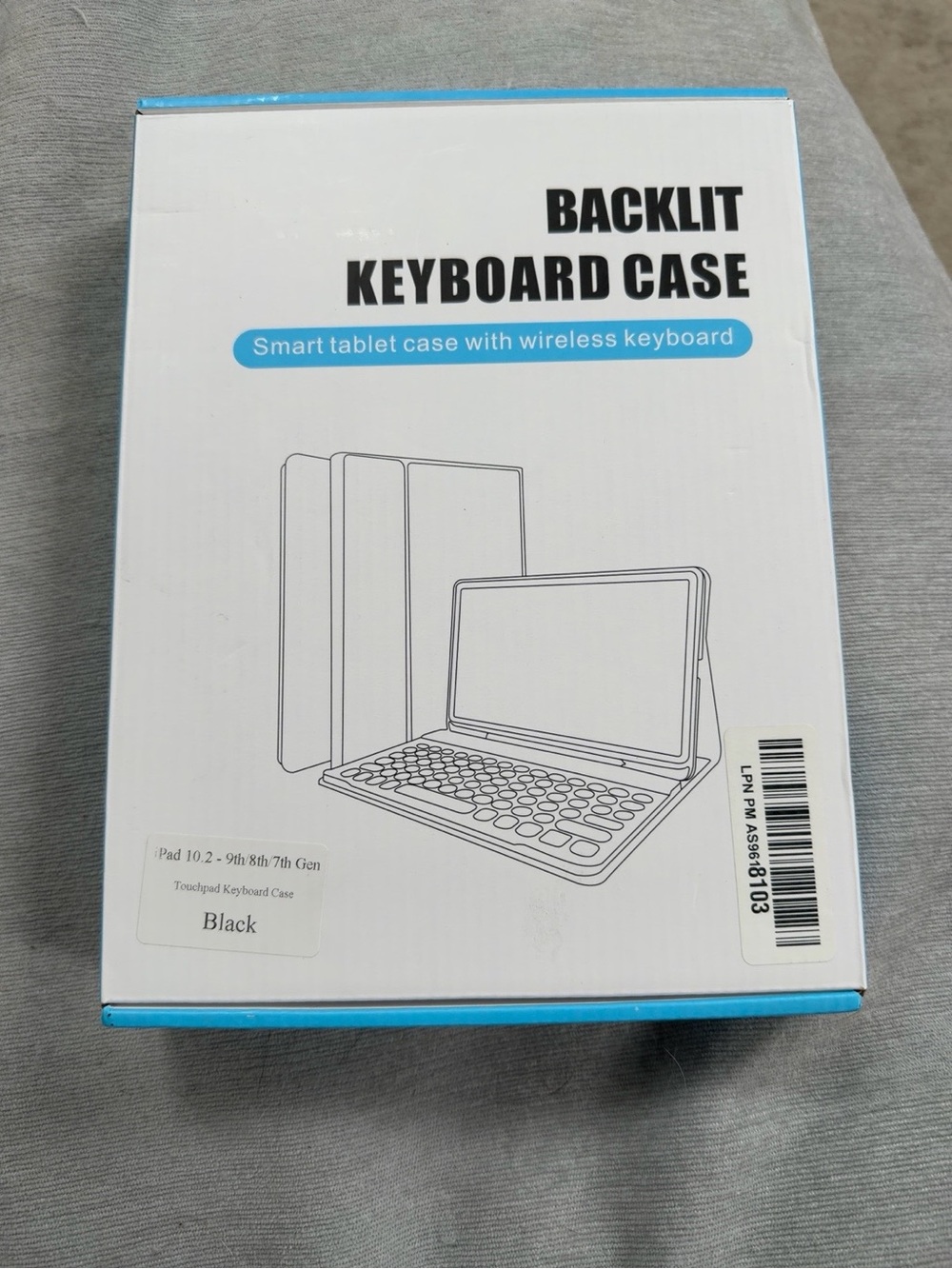 iPad 10.2” 7th/8th/9th Gen Backlit BT Keyboard Case w/ Touchpad & Rotating Stand
